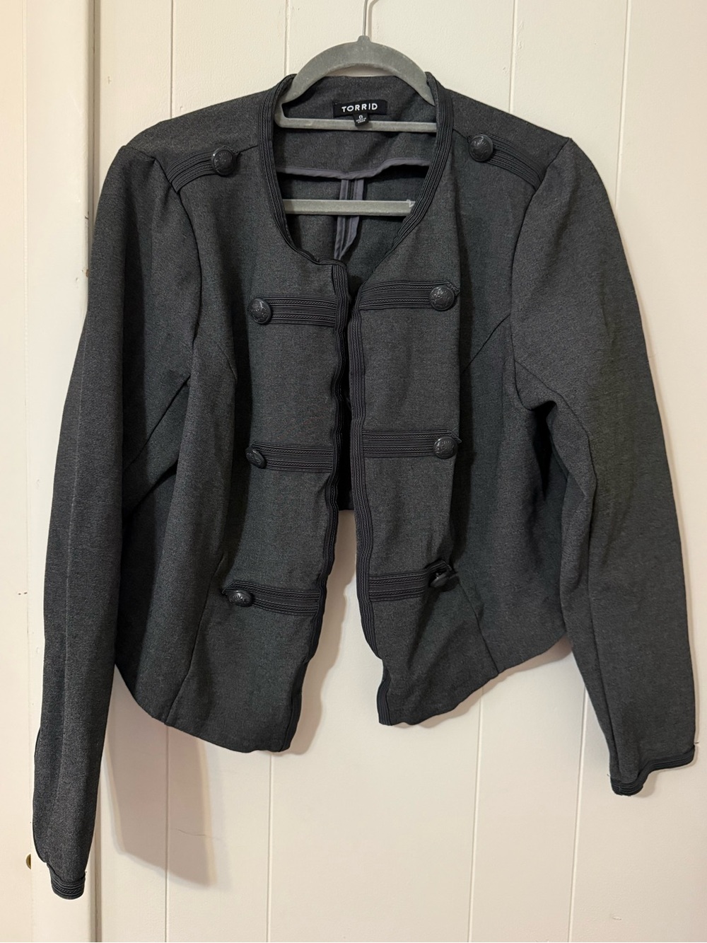 torrid Charcoal Military-Style Cropped Blazer